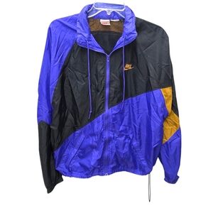 Nike Vintage Windbreaker 90s Men's Black, Purple, and Gold